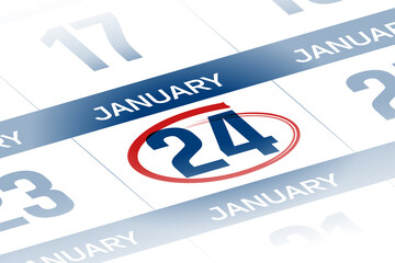 24 January 2025 year calendar day illustration
