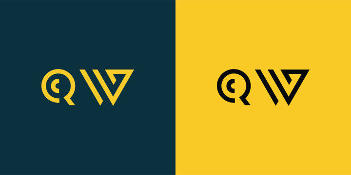 QW abstract  minimalist letters Logo Monogram. It is a minimalist logo, this logo is made by combining two letters