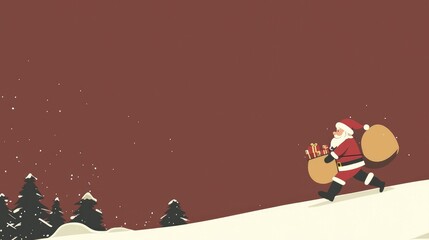 Fototapeta premium Santa Claus Delivering Christmas Presents in Snowy Landscape