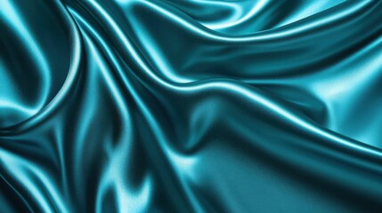 Obraz premium Dark teal emerald green silk satin. Shiny smooth fabric. Soft folds. Luxury background with space for design. web banner. Flat lay, top view table. Birthday, Christmas, Valentine, New year.