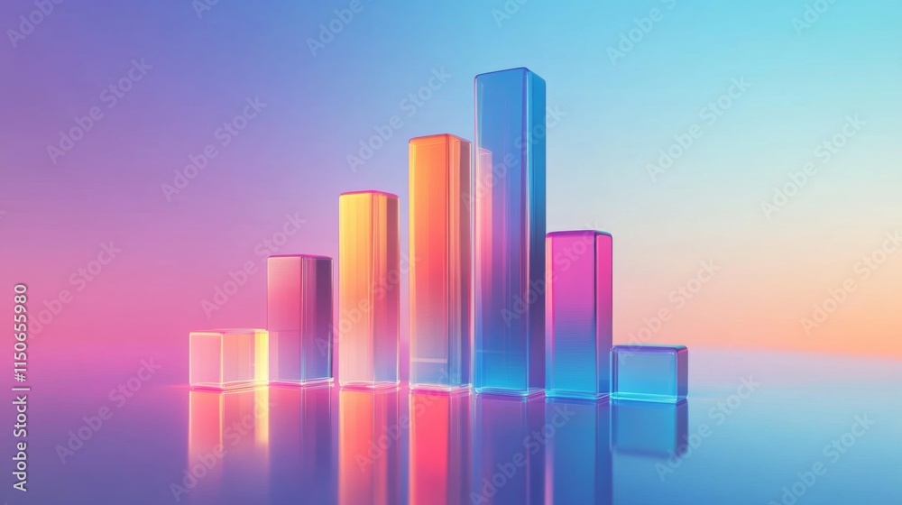 Leinwandbilder Vibrant Abstract Bar Graph with Glossy Gradient in Soft Colors
