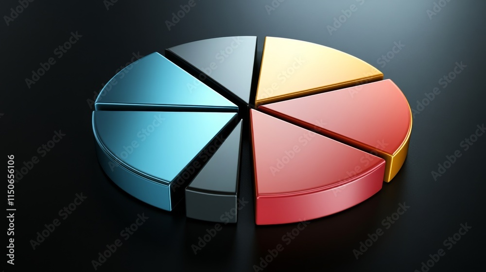 Aufkleber colorful 3d pie chart representation on dark surface background