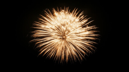 Golden firework trails spiral upward, glowing intensely as they fade into a blurred black backdrop. The minimalist composition highlights the dynamic movement and festive energy of