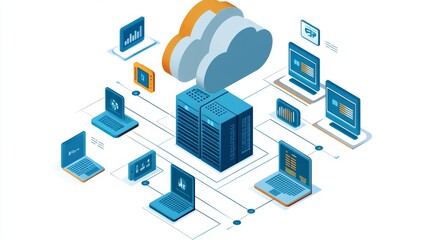 Obraz premium Data centers are data centers to serve applications and supporting business information. Cloud computing technology for business analysis, analytics, research, strategy statistic, planning, marketing.