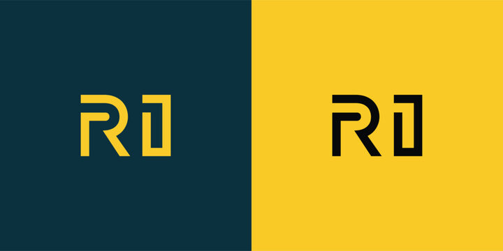 RI abstract  minimalist letters Logo Monogram. It is a minimalist logo, this logo is made by combining two letters