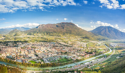 Obraz premium Trento panoramic view from aerial point,