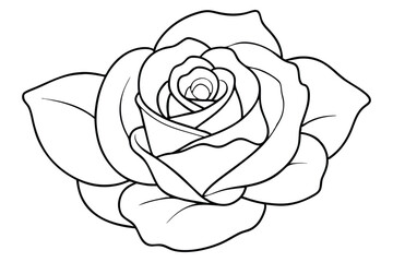 line art of rose flower black and white outline