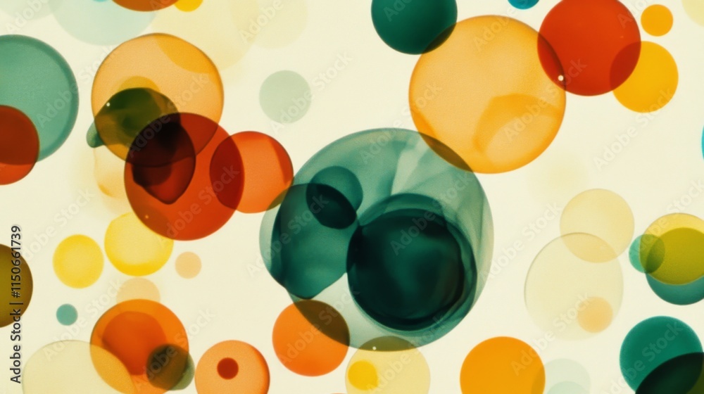Poster colorful abstract bubbles and circles on light background