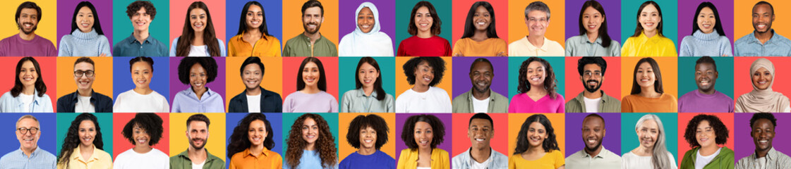 A vibrant collage of happy individuals from various backgrounds, celebrating diversity and unity....
