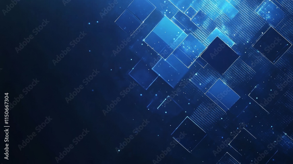 Poster dark background with blue pixel pattern. vector illustration of abstract bg with geometric square el