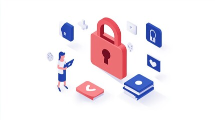 Obraz premium Digital privacy and data protection systems illustrated concept for cybersecurity design