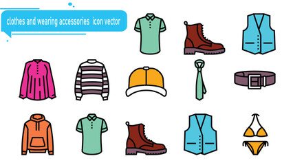 abstract design vector clothes and wearing accessories  icon sets