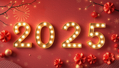 Happy New Year . Design of greeting cards, covers, website banners. Oil paint