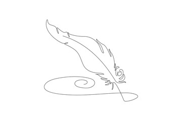 Obraz premium Feather continuous single one lineart vector illustration