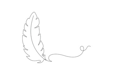 Feather continuous single one lineart  vector illustration