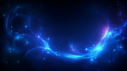Obraz premium Abstract Blue Glowing Energy Swirls and Stars