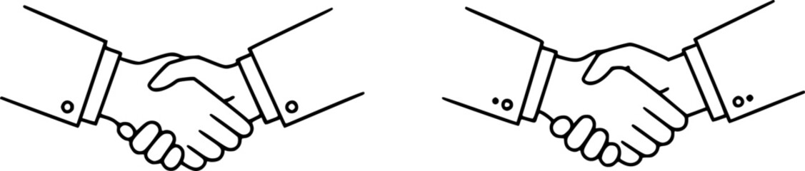 handshake icon set. business agreement, friendly handshake icons. partnership deal symbol for apps, ui, website, design element. transparent vector illustration