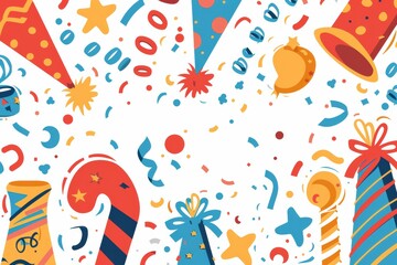Whimsical New Year cartoon scene with on a clean white background.