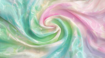 Fototapeta premium Iridescent swirl designs blending soft shades pink, green, and blue for a whimsical look