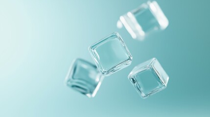 Elegant floating transparent cubes with light refraction for modern design