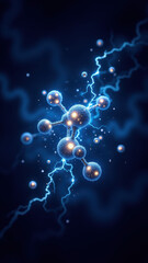Obraz premium Stylized illustration featuring molecular structure with light effects and energy lines, symbolizing Semaglutide or a related concept.