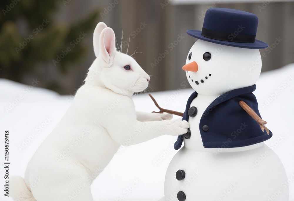 Poster snowman on the snow