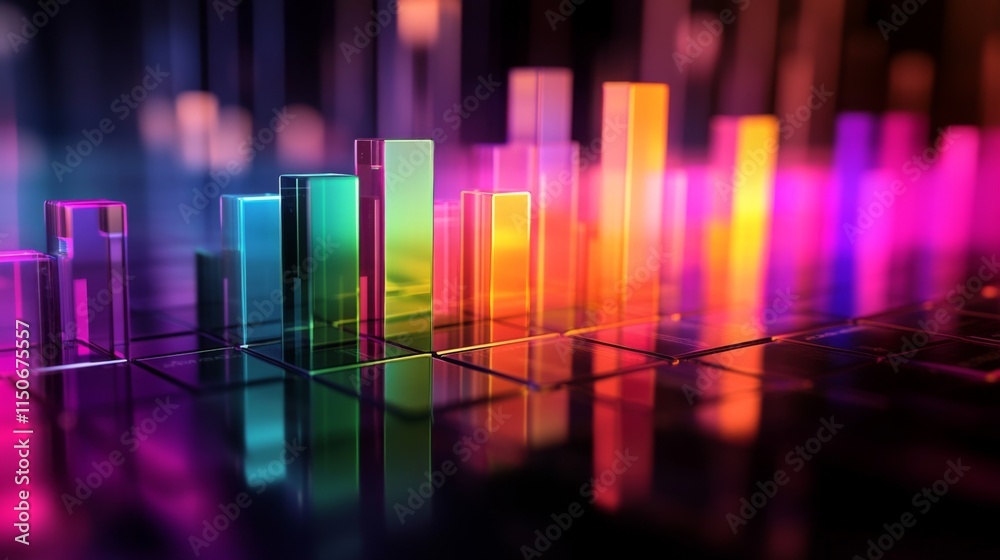 Poster Colorful Abstract Sound Wave Background with Light Effects