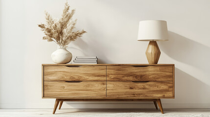 A neatly placed book and small, tasteful decorations complete the tableau, offering a touch of personality without overwhelming the design. The surrounding space is left open, emphasizing clean lines 