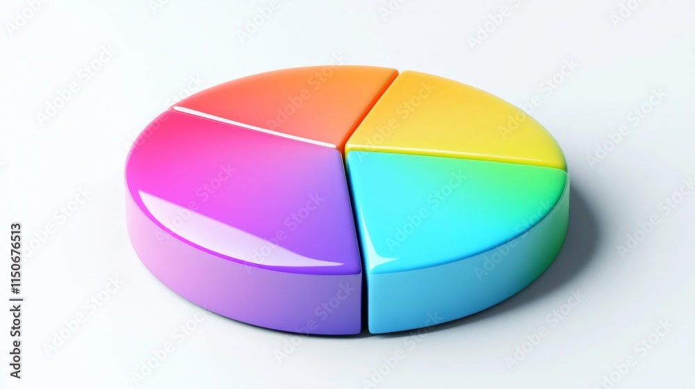 Leinwandbilder Colorful Abstract Pie Chart Segment Visualization on White Background