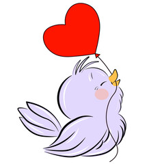 Bird holding a heart in its beak vector