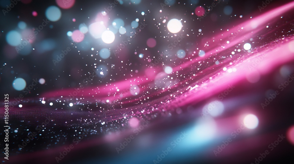 Poster a digital backdrop composed of rounded, colored lines. represents an information flow space. include