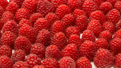 Tasty fresh raspberry isolated on a white background. Top view.