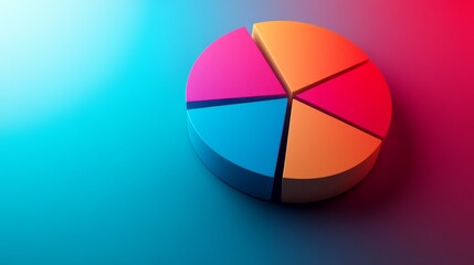 Fototapeta premium Colorful Pie Chart with Gradient Background for Business Analysis