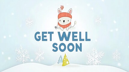 Get Well Soon Christmas, New Year Winter greeting card with Cute Dog, AI Generated