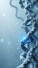 A dynamic scientific illustration of a DNA molecule with highlights on key features, such as double helix structure and base pairs, set against a background that emphasizes its role in life science