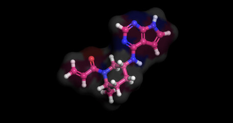Ritlecitinib, drug for Alopecia Areata/ Hair Loss, 3D molecule, 4K 