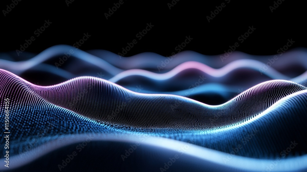 Fototapete abstract waves of light creating motion in a dark environment