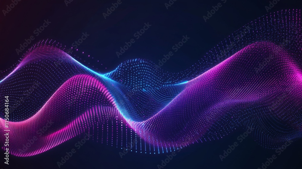 Aufkleber colorful abstract waves with digital particles in dark background
