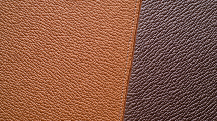Fototapeta premium Dual-Tone Mocha Leather Background with Seam: Leather Texture with Mocha and Espresso Shades, Mocha Mousse Pantone Color of the Year 2025 Design Background