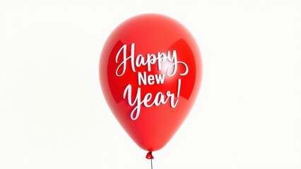 Bright Red Balloon Happy New Year Holiday Celebration Isolated