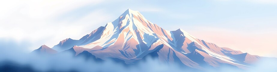 Fototapeta premium Pastel mountain in motion depicts tranquility through soft colors and blurred lines