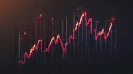 Abstract Data Visualization with Rising Trend Line and Chart Elements