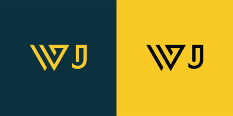 WJ abstract  minimalist letters Logo Monogram. It is a minimalist logo, this logo is made by combining two letters