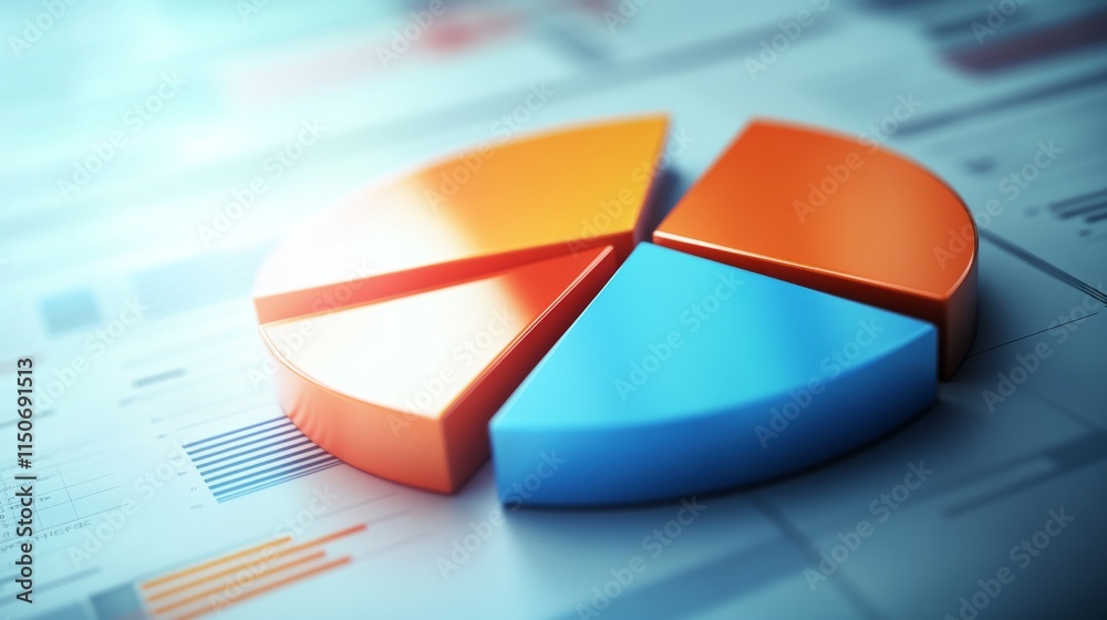Leinwandbilder modern pie chart on business data background for analytics reports