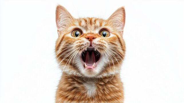 Angry and surprised cat isolated on background with a funny and excited expression, generated AI