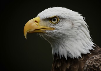 Obraz premium A 3D realistic rendering of a bald eagle with detailed feathers and sharp features