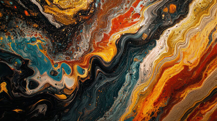 Obraz premium A swirling mix of colors resembling a painter's palette, with vibrant hues