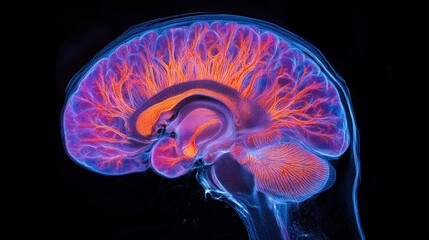 Obraz premium Vibrant and Colorful Brain Illustration with Neural Connections