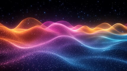 Obraz premium Colorful Glittering Waves Across a Starry Sky