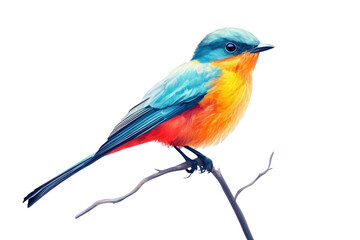 Vibrant Bird Perched on a Branch, Displaying Stunning Colors and Intricate Details, A Masterpiece of Avian Beauty, Showcasing Nature's Artistic Flair, Captivating Vivid Hues of a Tropical Paradise.
